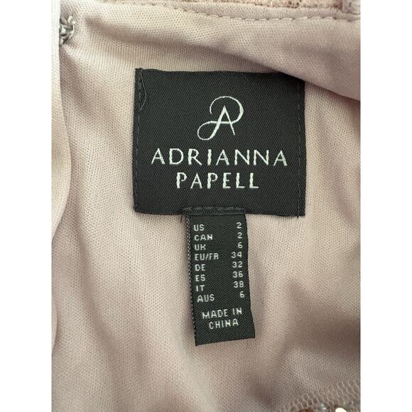 Adrianna Papell Stripe Sequin Mini Slip Dress Sz 2, Rose Gold Cocktail Party - Picture 3 of 12